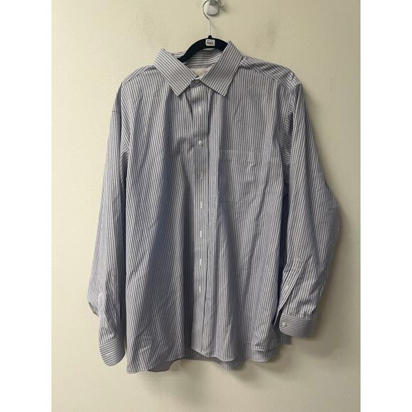 Gold Label Blue and White Stripe Long Sleeve Button Down Sz 17.5/35 - Picture 1 of 3